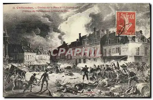 Cartes postales Militaria Chateaudun Combat sur la place le 18 octobre 1870