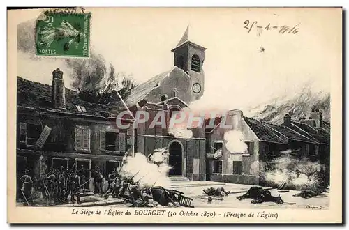 Cartes postales Militaria Le siege de l&#39eglise du Bourget Fresque de l&#39eglise