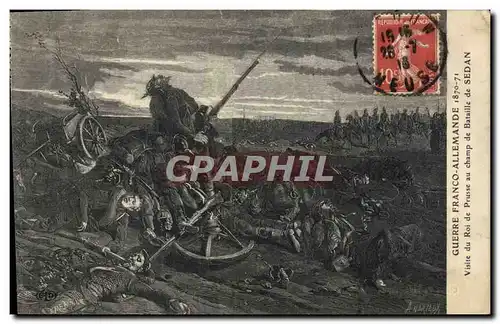 Cartes postales Militaria Guerre Franco allemande Visite du Roi de Prusse au champ de bataille de Sedan
