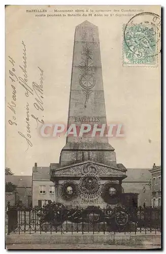 Cartes postales Militaria Bazeilles Monument eleve a la memoire des combattants morts pendant la bataille du 31