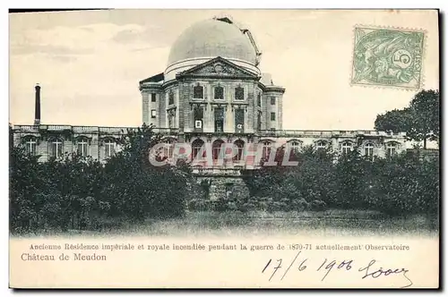 Cartes postales Militaria Chateau de Meudon Ancienne residence imperiale et royale incendiee pendant la guerre O