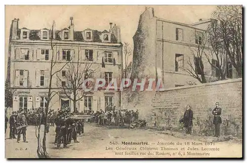 Ansichtskarte AK Militaria Paris Montmartre Journee du 18 mars 1871 Les generaux Clement Thomas et Jules Lecomte