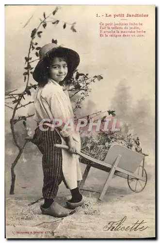 Cartes postales Brouette Enfant Le petit jardinier