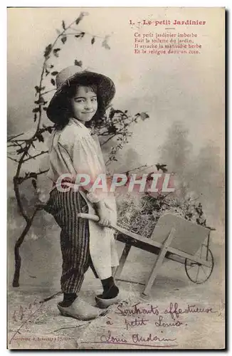 Cartes postales Brouette Enfant Le petit jardinier