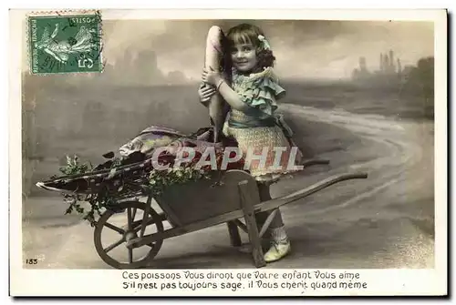 Cartes postales Brouette Enfant Poisson