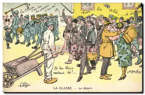 Cartes postales Brouette Militaria La classe Le depart