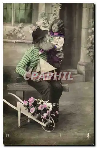 Cartes postales Brouette Enfant Grand pere