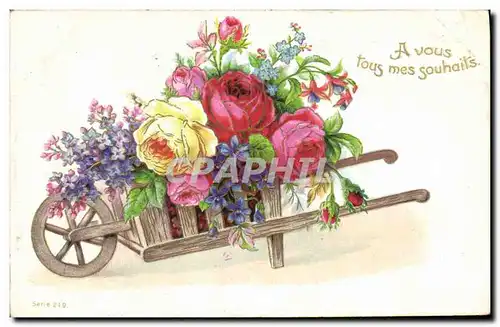 Cartes postales Brouette Fleurs