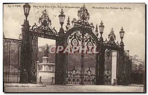 Cartes postales Lyon Parc de la Tete d&#39Or Porte monumentale Monument des enfants du Rhone