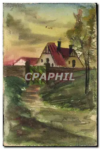 Cartes postales Fantaisie Paysage Maison (dessin a la main)