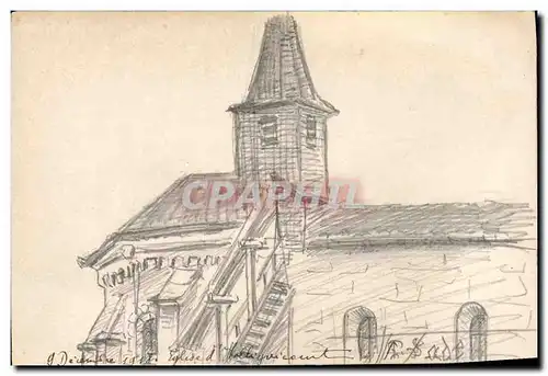 Cartes postales Fantaisie Eglise (dessin a la main)