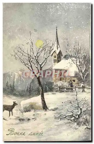 Cartes postales Fantaisie Bonne annee Biche