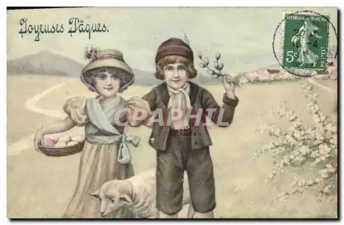 Cartes postales Fantaisie Enfants Paques