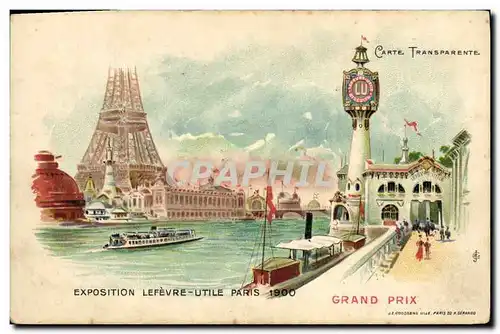 Cartes postales Carte transparente Exposition Lefevre Paris 1900 Grand Prix Tour Eiffel