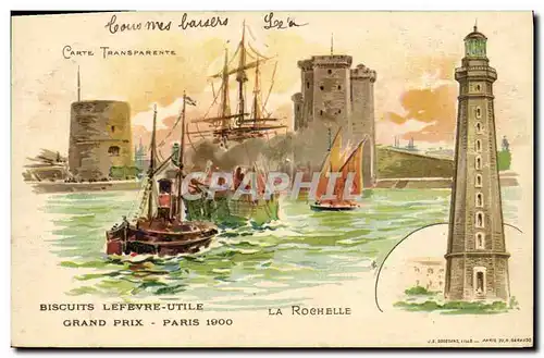 Ansichtskarte AK Carte transparente Biscuits Lefevre Utile Grand prix Paris 1900 La rochelle Phare Bateaux