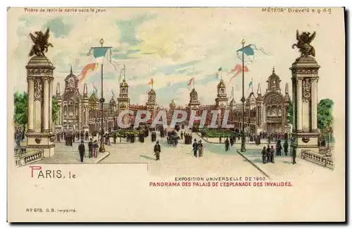 Ansichtskarte AK Carte transparente Paris Exposition Universelle 1900 Panorama des palais de l&#39esplanade des I