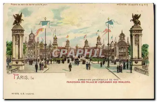 Cartes postales Carte transparente Paris Exposition Universelle 1900 Panorama des palais de l&#39esplanade des I