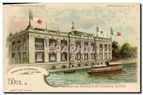 Ansichtskarte AK Carte transparente Paris Exposition Universelle 1900 Le palais du Congres et de l&#39economiqe s