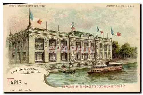 Cartes postales Carte transparente Paris Exposition Universelle 1900 Le palais du Congres et de l&#39economiqe s