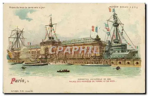 Ansichtskarte AK Carte transparente Paris Exposition Universelle 1900 Palais des Armees de terre et de mer Bateau