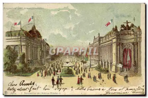 Ansichtskarte AK Carte transparente Paris Perspective de l&#39avenue Nicolas II