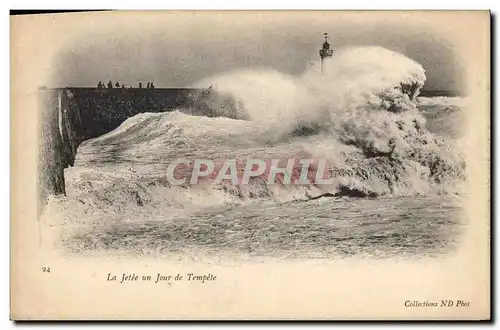 Ansichtskarte AK Phare La jetee un jour de tempete