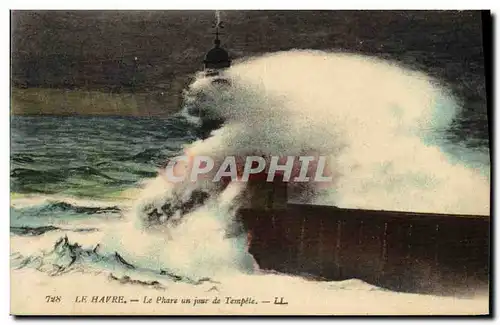 Cartes postales Phare un jour de tempete Le Havre