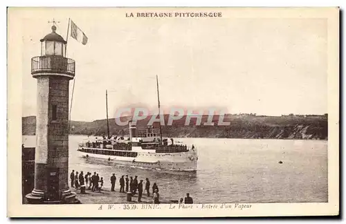 Cartes postales Phare Entree d&#39un vapeur Binic Bateau