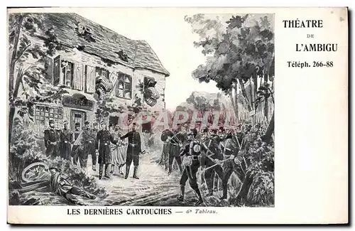 Cartes postales Militaria Guerre de de 1870 Theatre de l&#39Ambigu Les dernieres cartouches