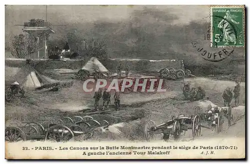 Ansichtskarte AK Militaria Guerre de de 1870 Paris Les canons sur la Butte Montmartre pendant le siege de Paris A