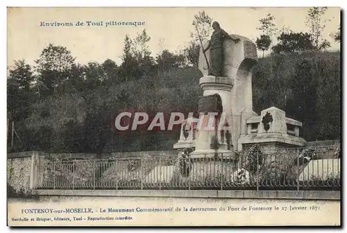 Cartes postales Militaria Guerre de de 1870 Fontenoy sur Moselle Le monument commemoratif de la destruction du P