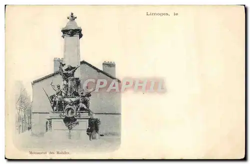 Cartes postales Militaria Guerre de de 1870 Limoges Monument des Mobiles