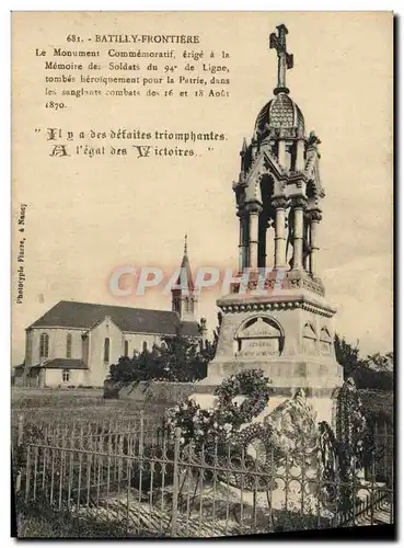 Cartes postales Militaria Guerre de de 1870 Batilly Frontiere Le monument commemoratif