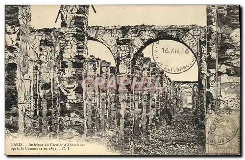 Cartes postales Militaria Guerre de de 1870 Paris Interieur du grenier d&#39Abondance apres la Commune