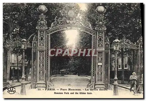 Cartes postales Paris Parc Monceau La grille doree