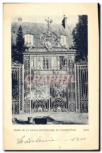 Cartes postales Sens Porte de la grille monumentale de l&#39archeveche