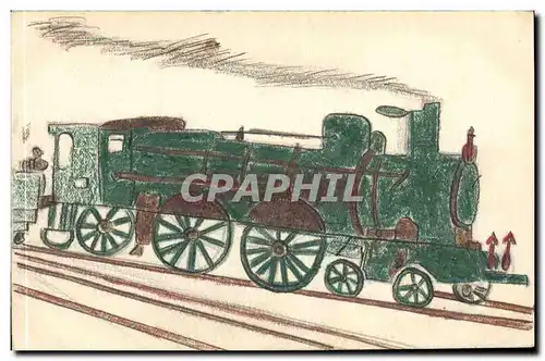 Cartes postales Fantaisie (dessin a la main) Train