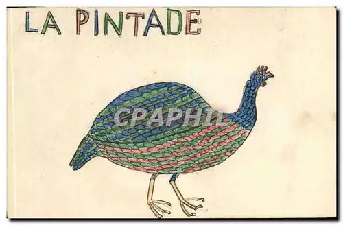 Cartes postales Fantaisie (dessin a la main) La pintade Oiseau