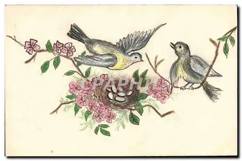 Cartes postales Fantaisie (dessin a la main) Oiseaux