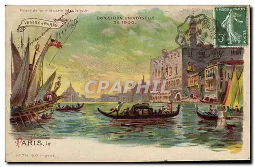 Ansichtskarte AK Carte Transparente Paris Exposition Universelle 1900 Venise a Paris Bateau