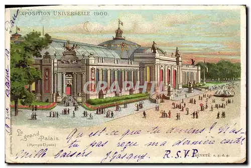 Cartes postales Carte Transparente Paris Exposition Universelle 1900 Le Grand Palais Champs Elysees