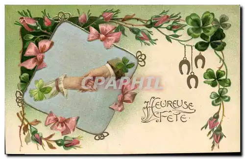 Ansichtskarte AK Fantaisie Main Fleurs (carte toilee)