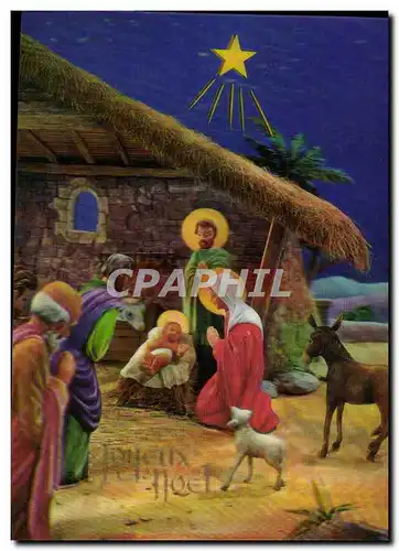 Cartes postales moderne Fantaisie Noel (d�cor en relief) Creche