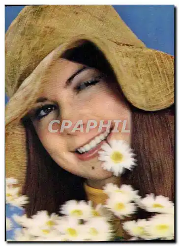Moderne Karte Fantaisie Femme Girl with hat (d�cor en relief)