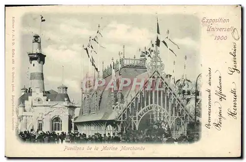 Cartes postales Phare Paris Exposition Universelle 1900 Pavillons de la Marine marchande