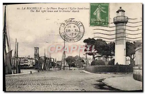 Cartes postales Phare La Rochelle Le phare Rouge et l&#39eglise Saint Nicolas