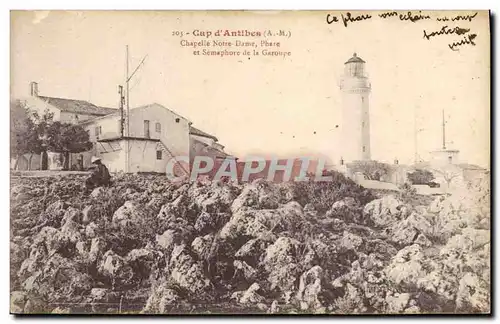 Cartes postales Phare Cap d&#39Antibes Chapelle Notre Dame Phare et Semaphore de la Garoupe