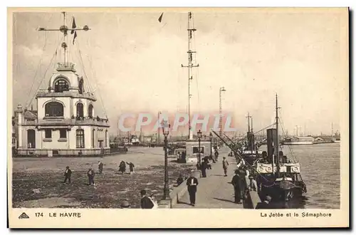 Ansichtskarte AK Le Havre Le jetee et le semaphore Bateau