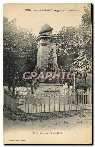 Cartes postales Militaria Monument de 1870 Villeneuve Saint Georges