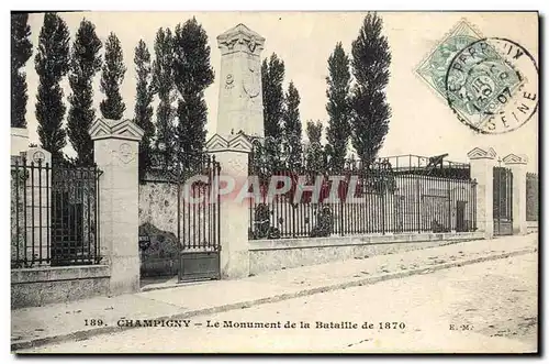 Cartes postales Militaria Monument de la bataille de 1870 Champigny